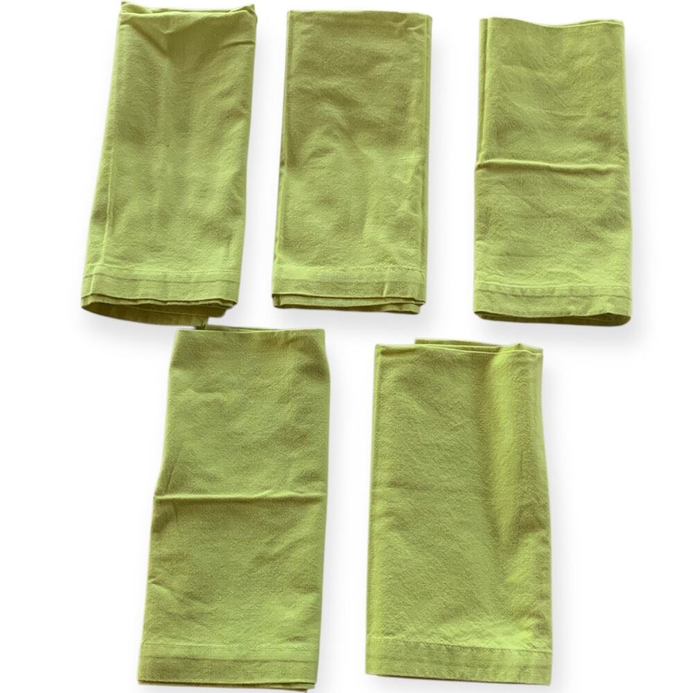 Set of 5 Design Ideas Chartreuse Green Cotton Fabric Napkins